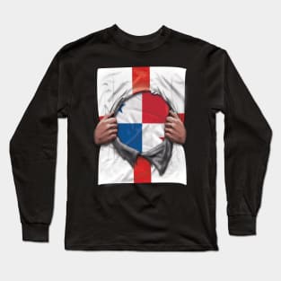 Panama Flag English Flag Ripped - Gift for Panamanian From Panama Long Sleeve T-Shirt